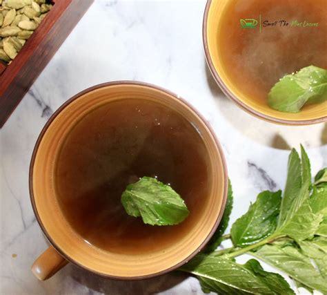 Fresh Mint Tea With Spices Smell The Mint Leaves