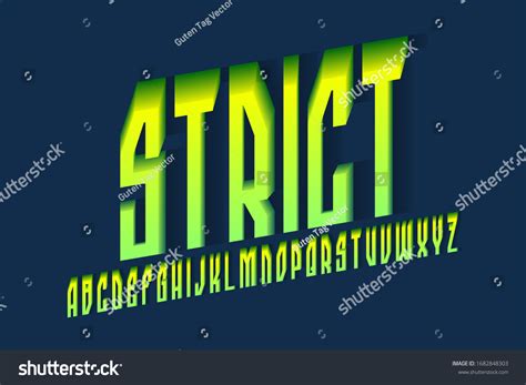 Volumetric Strict Alphabet Yellow Green Letters Stock Vector Royalty