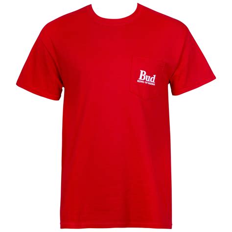 Budweiser Mens Red Vintage Logo Pocket T Shirt