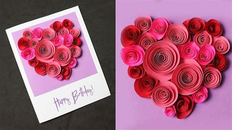 Good quality watercolour paper (i used 2x sheets of. Beautiful Birthday Greeting Card Idea | Pop up Rose Heart | DIY Birthday card - YouTube