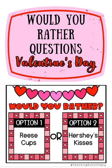 Valentines Day Question Card With The Words Would You Rather