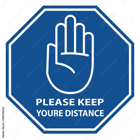 Please Keep Your Distance Stop Wait Herefloor Sticker Social