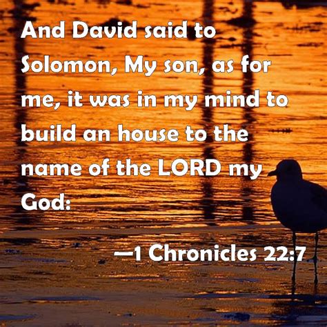 1 Chronicles 227 And David Said To Solomon My Son As For Me It Was