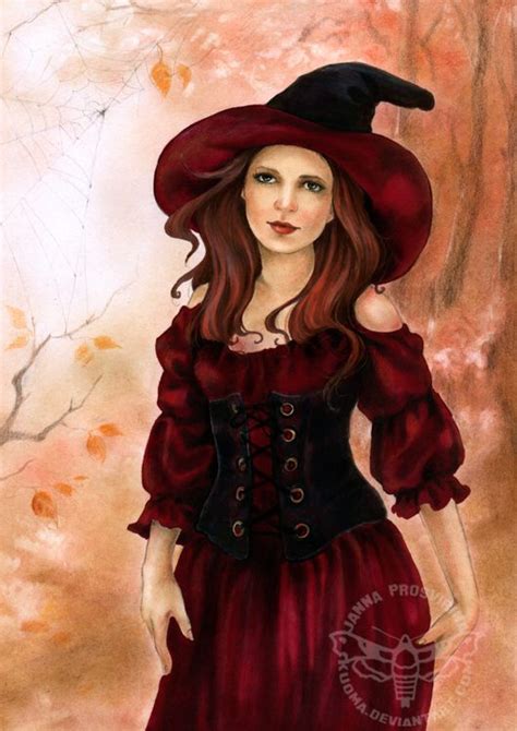 Red Witch By Jannafairyart On Deviantart Beautiful Witch Fantasy