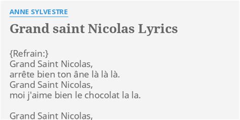 Grand Saint Nicolas Lyrics By Anne Sylvestre Grand Saint Nicolas