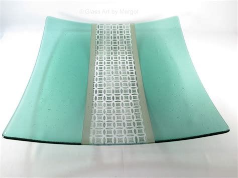 Fused Glass Art Plate Turquoise Green Glass Art By Margot