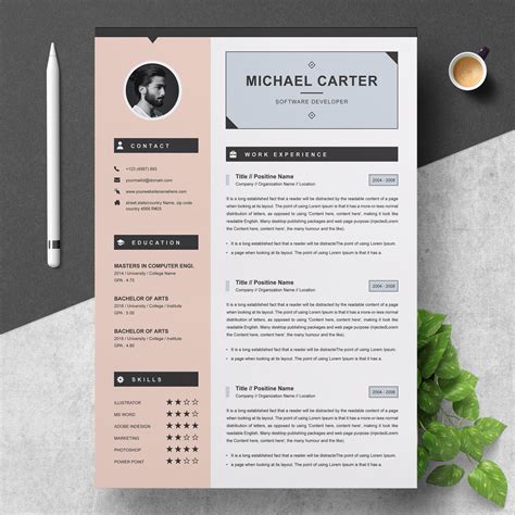 Editable in word or pages. Modern Resume / CV Template | 3 Page | Creative Resume ...