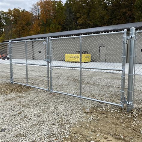 hoover fence commercial chain link fence double gates all 1 5 8 galvanized hf20 frame hoover