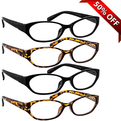 librarian reading glasses value 4 pack 2 black 2 tortoise