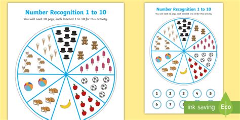 Number Recognition 1 To 10 Peg Activity Number Recognition To 10 Peg