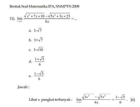 Contoh Soal Limit Tak Hingga Pada Trigonometri Matesefira