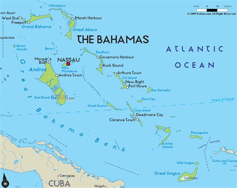 Physical Map Of Bahamas Ezilon Maps