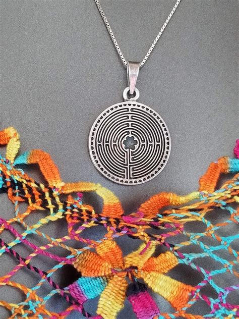 Sterling Labyrinth Pendant Necklace Etsy Mystical Jewelry Necklace