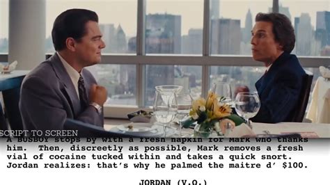 The Wolf Of Wall Street Lunch Scene With Script Leonardo DiCaprio And
