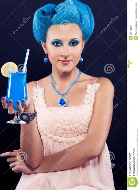 Her shyness is milder than most examples here, however—her shyness is mostly manifested as a fear of speaking due to being teased for open mouth, insert foot. Beautiful Girl With Blue Hair Royalty Free Stock Image ...