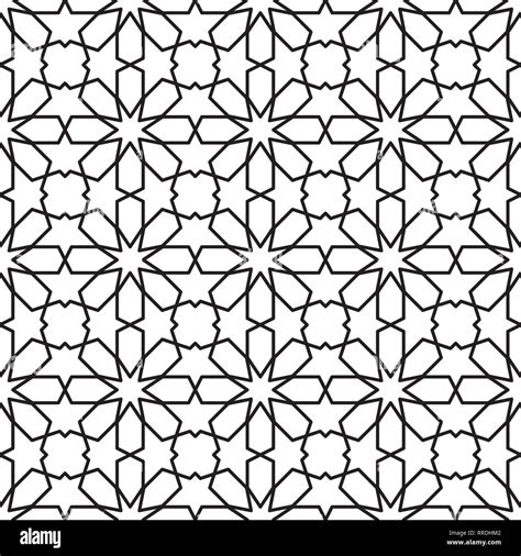 Seamless Islamic Pattern Black And White Vector Illustration Abstract