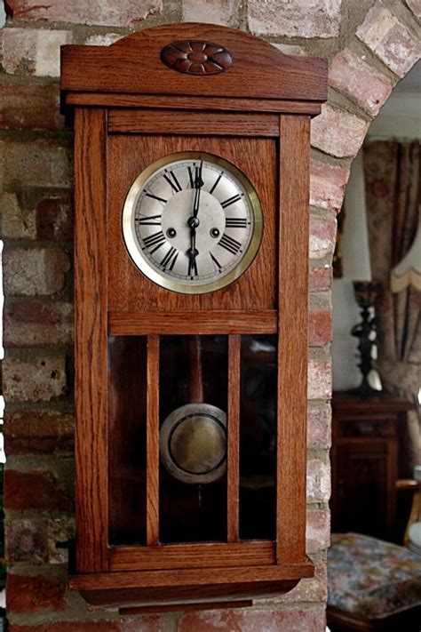 Antique Gustav Becker Silesia P42 8 Day Oak Case Wall Clock With