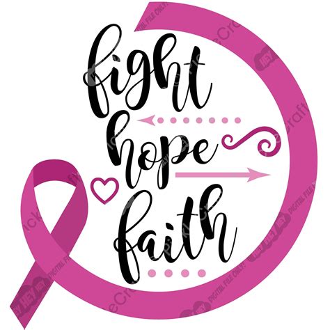 Breast Cancer Ribbon Awareness Fight Hope Faith Png Svg Etsy