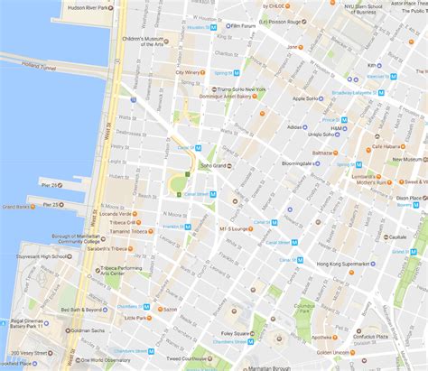New York City Soho And Tribeca Neighborhood Map
