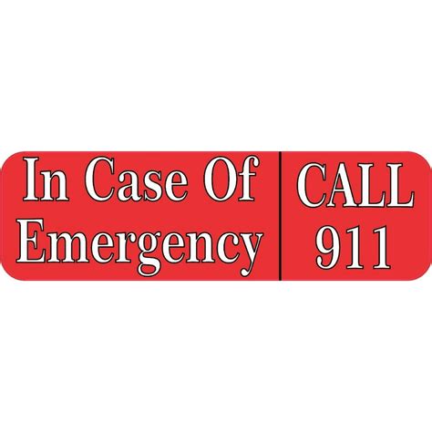 10in X 3in In Case Of Emergency Call 911 Sticker