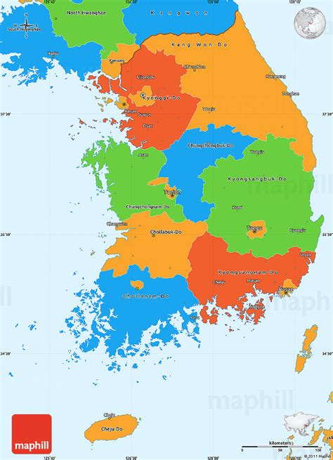 Political Simple Map Of South Korea