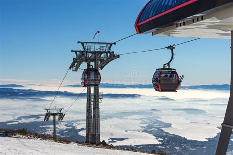 Ski Resort Gondola Lift Cabin Of Ski Lift In The Ski Resort Stock