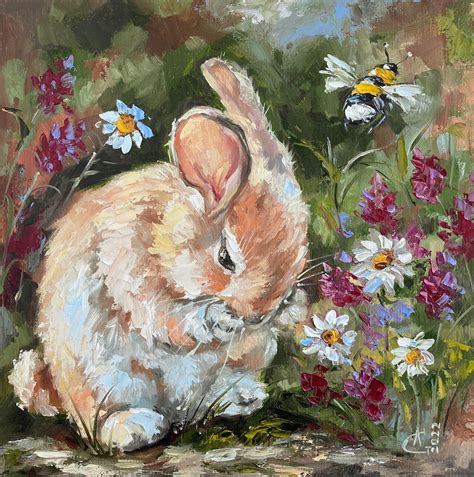 Cute Little Rabbit Oil Painting Rrabbits
