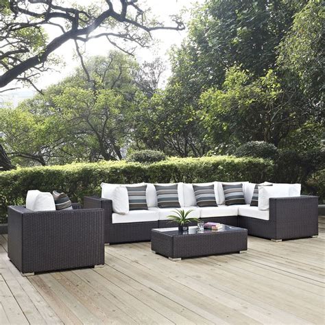 Modway Furniture Modern Convene 7 Piece Outdoor Patio Sectional Set