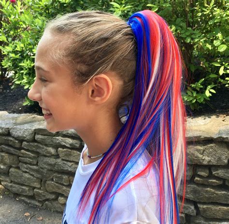 Blue Hair Extensions For Kids Red White And Blue Crazy Hair Day Access