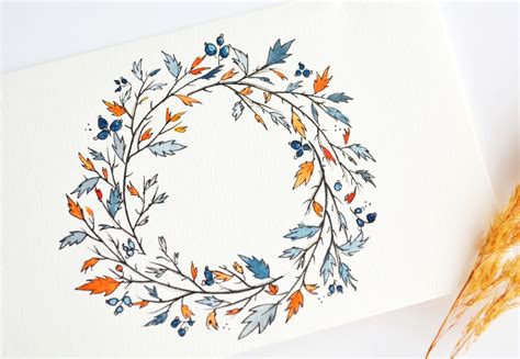 Kağıtla Küçük şeyler Watercolor Winter Wreath Complete