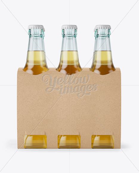Download Kraft Paper 6 Pack Beer Bottle Carrier Mockup Front View Psd