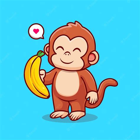 Premium Vector Cute Monkey Holding Banana Cartoon Vector Icon