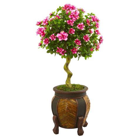 42” azalea artificial topiary tree in decorative planter nearly natural