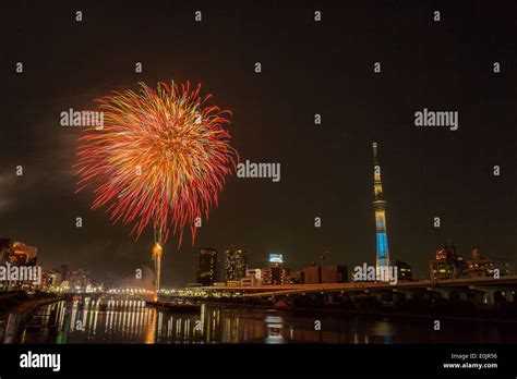 Fireworks At Sumida River In Tokyo Stock Photo Alamy