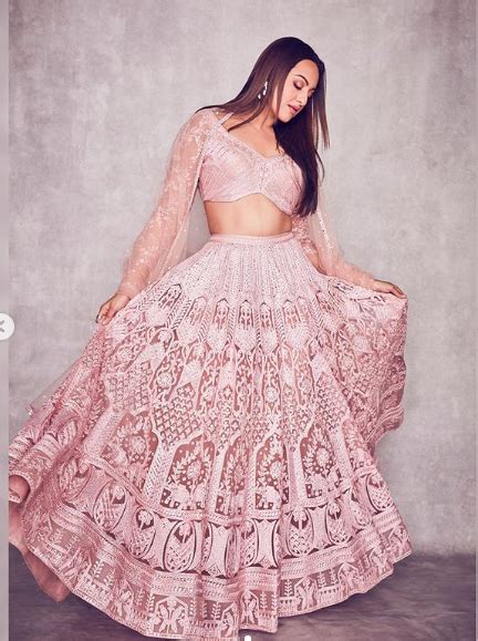 Sonakshi Sinha In A Pink Embroidered Lehenga Lady Selection Inc
