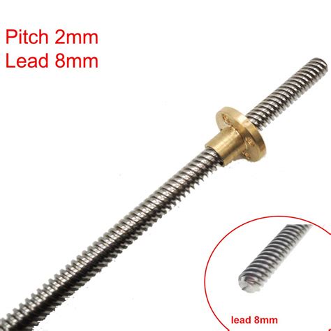 2mm pitch 8mm dia screw lead t8 lead 600mm … part printer 3d thsl 800 8d nut copper with 800mm