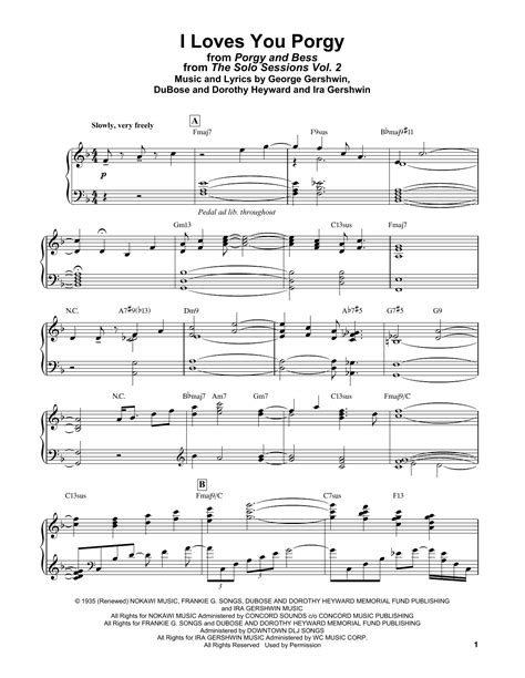 Bill Evans I Loves You Porgy From Porgy And Bess Sheet Music And Pdf Chords 7 Page Piano