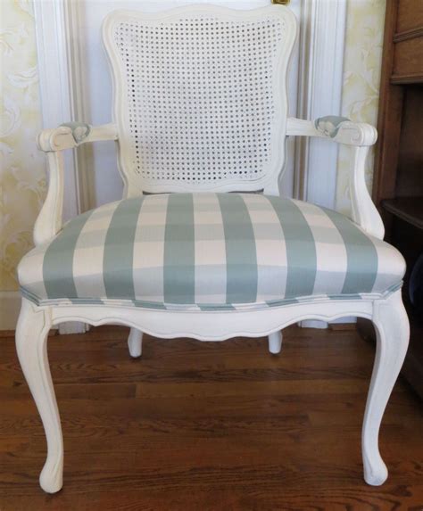 This chair is fantastic, though. Fall Sale - French Style Chair in Teal and Cream Oversized Check - Totally Refurbished ...