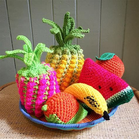 a bowl of crochet fruit by crochetspecs i love the pineapple