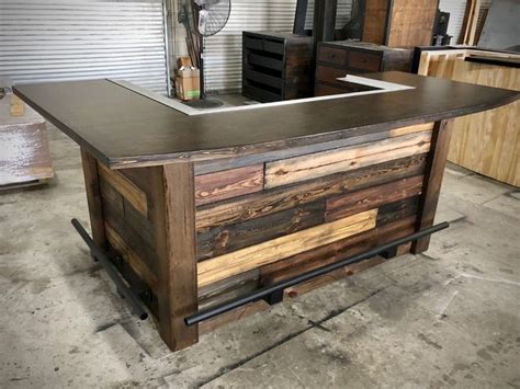 Rustic Reclaimed Plank Goodtimes Bar With Foot And Drink Rail Etsy