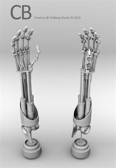 Robotic Terminator Arm T 800 Maya 3d Model Ambient Occlusion 2 Arms