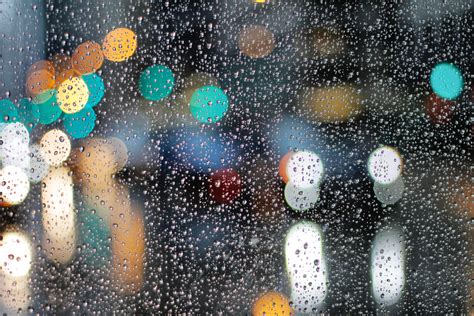 rainy day drops on glass lights bokeh 5k hd nature 4k wallpapers images backgrounds photos