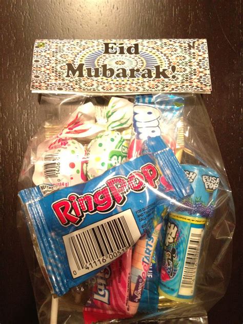Eid Mubarak Header On A Treat Bag Of Candy Using Islamic Art As The
