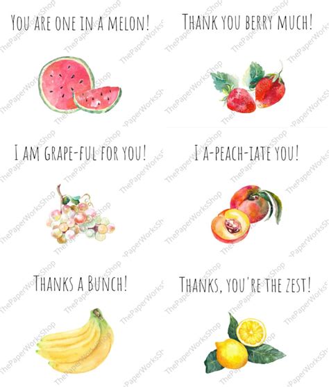 Printable Fruit Pun Thank You Cards Etsy