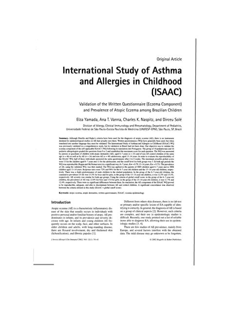 Pdf International Study Of Asthma And Allergies In Childhood Isaac