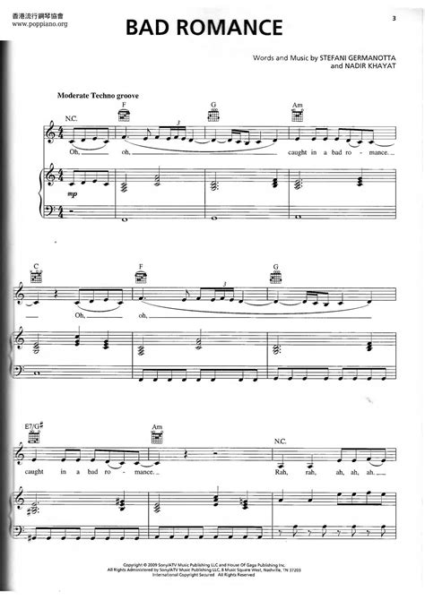 Lady Gaga Bad Romance Sheet Music Pdf Free Score Download ★