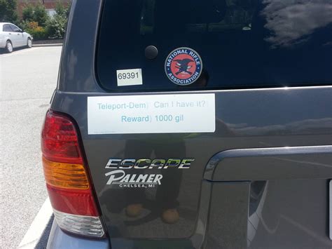 You can get free stickers by stopping at any store location. Best Ff online bumper sticker I've seen. : ffxiv