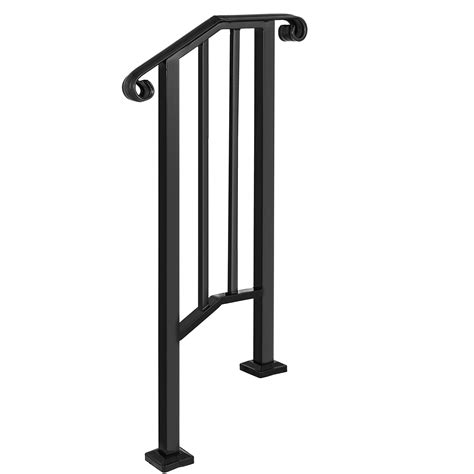 Fits 1 Or 2 Steps Iron Handrail Picket Stair Rail Matte Black Paver St