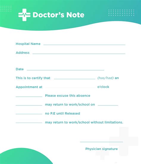 Free Printable Doctors Note For Work