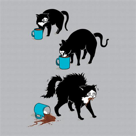 Funny Cat Humor T Shirt With Cat Drinking Coffee Makes A Great Cat